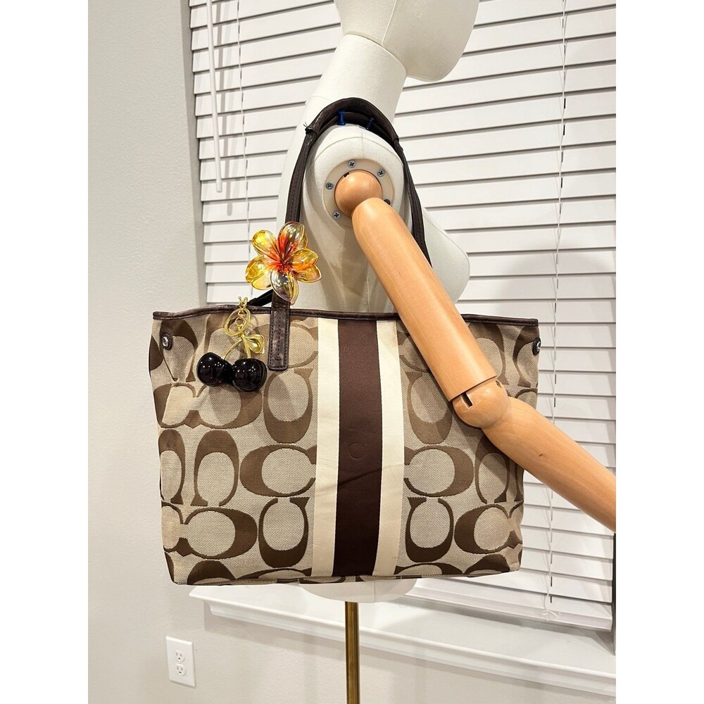 Coach Signature Stripe Tote Bag